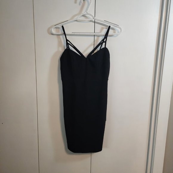 NWT LuLu's Black Strappy Bodycon Sheath Mini Cocktail/Homecoming Dress | Size S - Picture 3 of 11